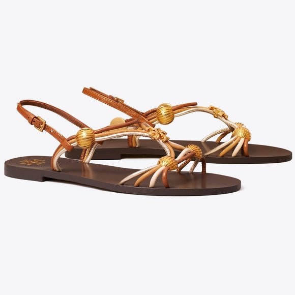 Tory Burch $328 NIB CAPRI MULTI STRAP SANDAL MOCHA / TOASTED BARK / GOLD Brown - Picture 4 of 12